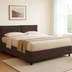 Letto Singolo Marrone Sfoderabile Contenitore, Dimensione Materasso 90x200 cm - Nocara