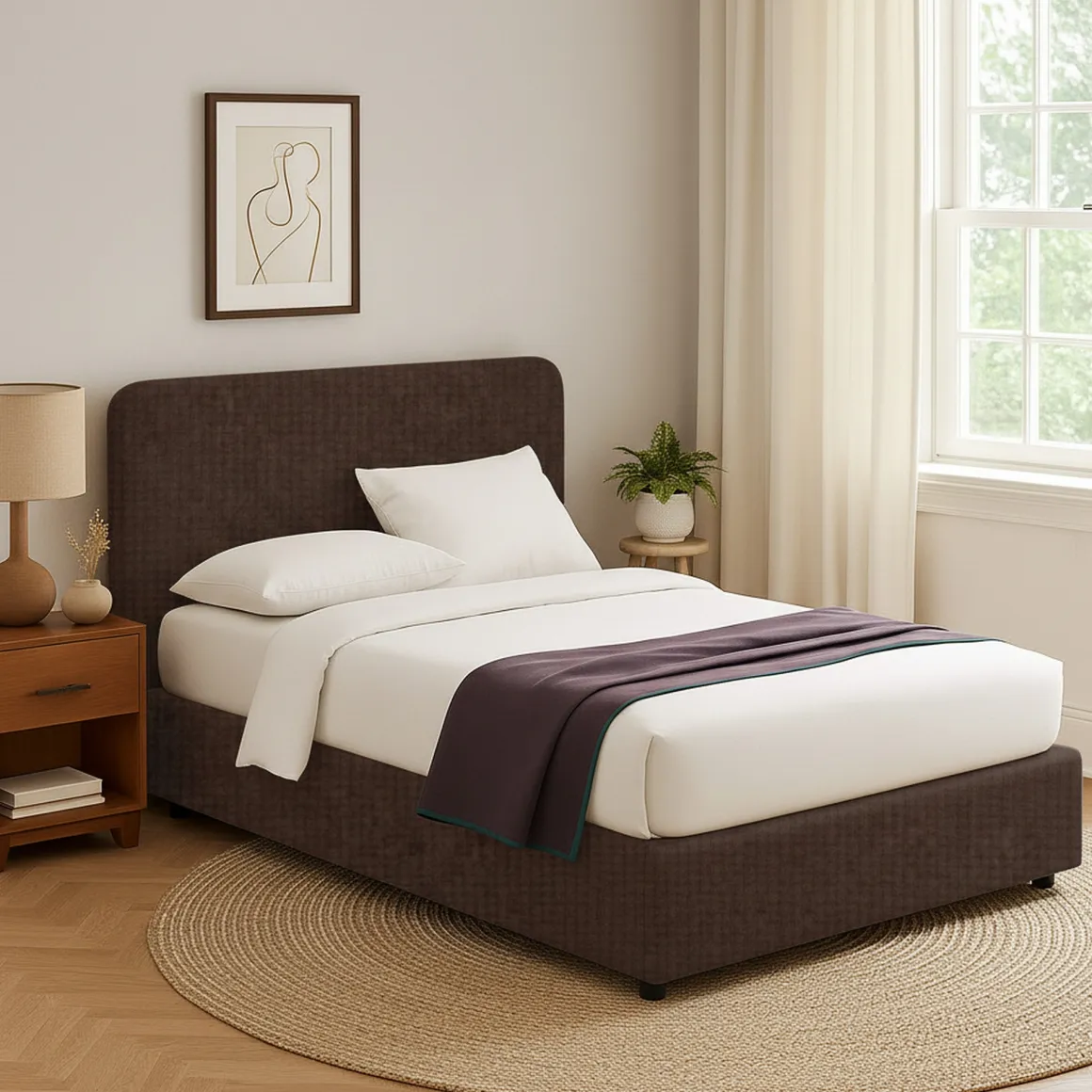 Letto Singolo Marrone Sfoderabile Contenitore, Dimensione Materasso 90x200 cm - Serrone