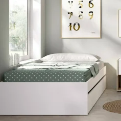 Letti Contenitore|Letti Singoli > Dmora Letto singolo moderno 194x95cm adatto per materasso 90x190 cm - Neki Bianco