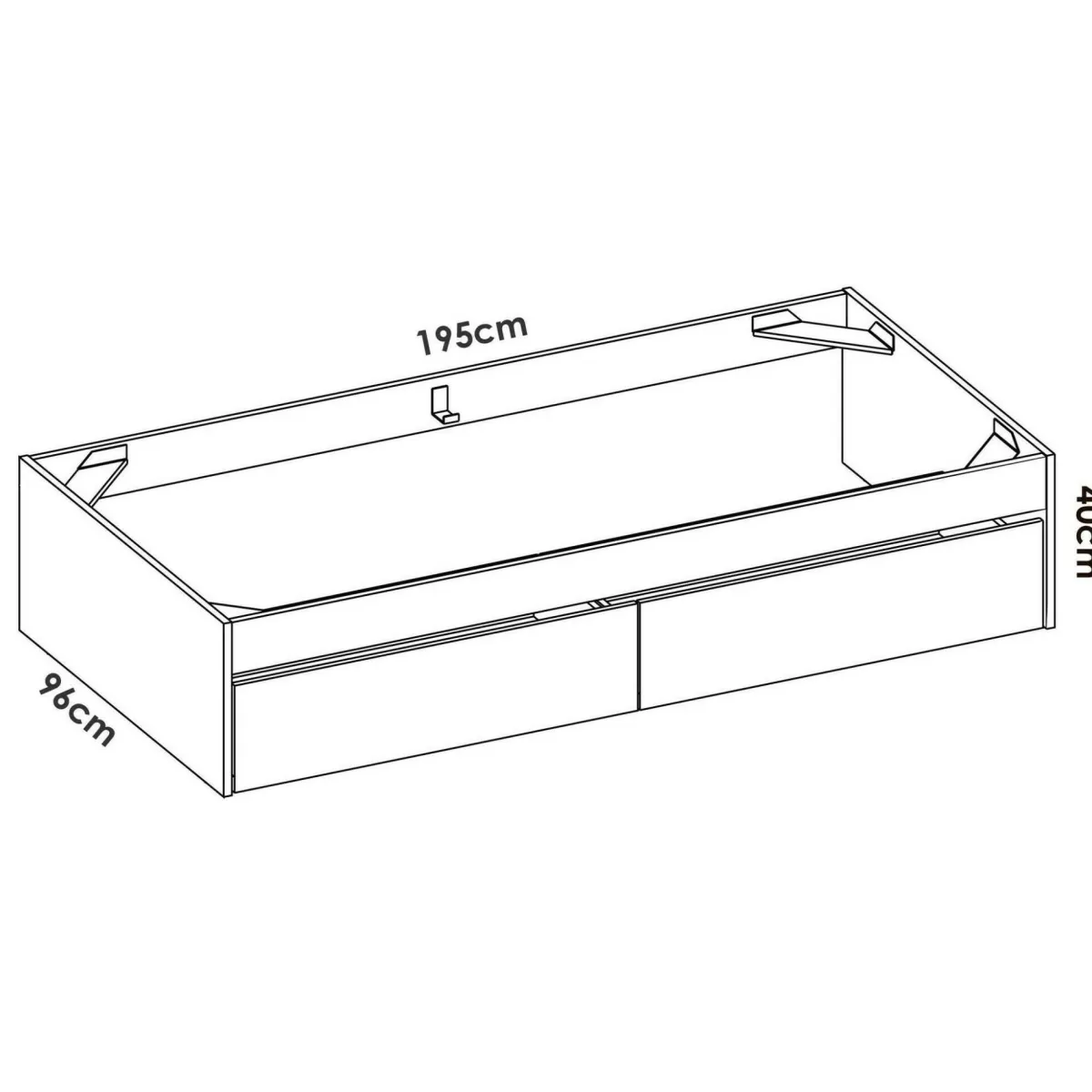 Letti Contenitore|Letti Singoli > Dmora Letto singolo moderno 194x95cm adatto per materasso 90x190 cm - Neki Bianco