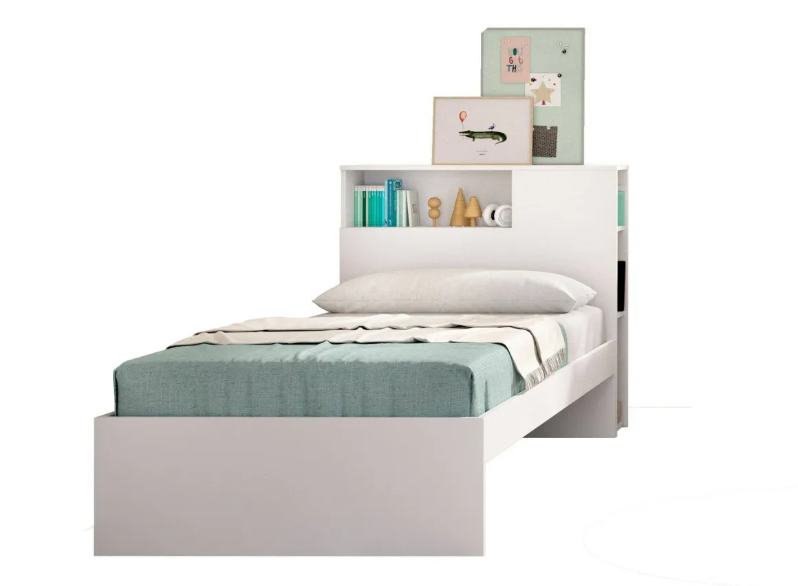 Letto singolo moderno bianco 218x99cm adatto per materasso 90x190 cm - Crispina