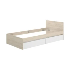 Letti Singoli > Dmora Letto singolo moderno bianco e rovere 194x95cm adatto per materasso 90x190 cm - Pakhar Marrone, Bianco Rovere