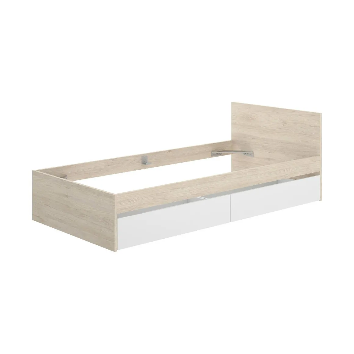 Letto singolo moderno bianco e rovere 194x95 - Arcade