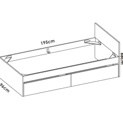 Letto singolo moderno bianco e rovere 194x95 - Arcade