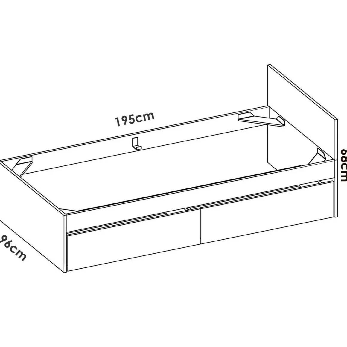 Letto singolo moderno bianco e rovere 194x95 - Arcade