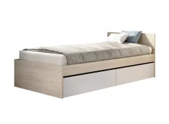 Letto singolo moderno bianco e rovere 194x95 - Arcade