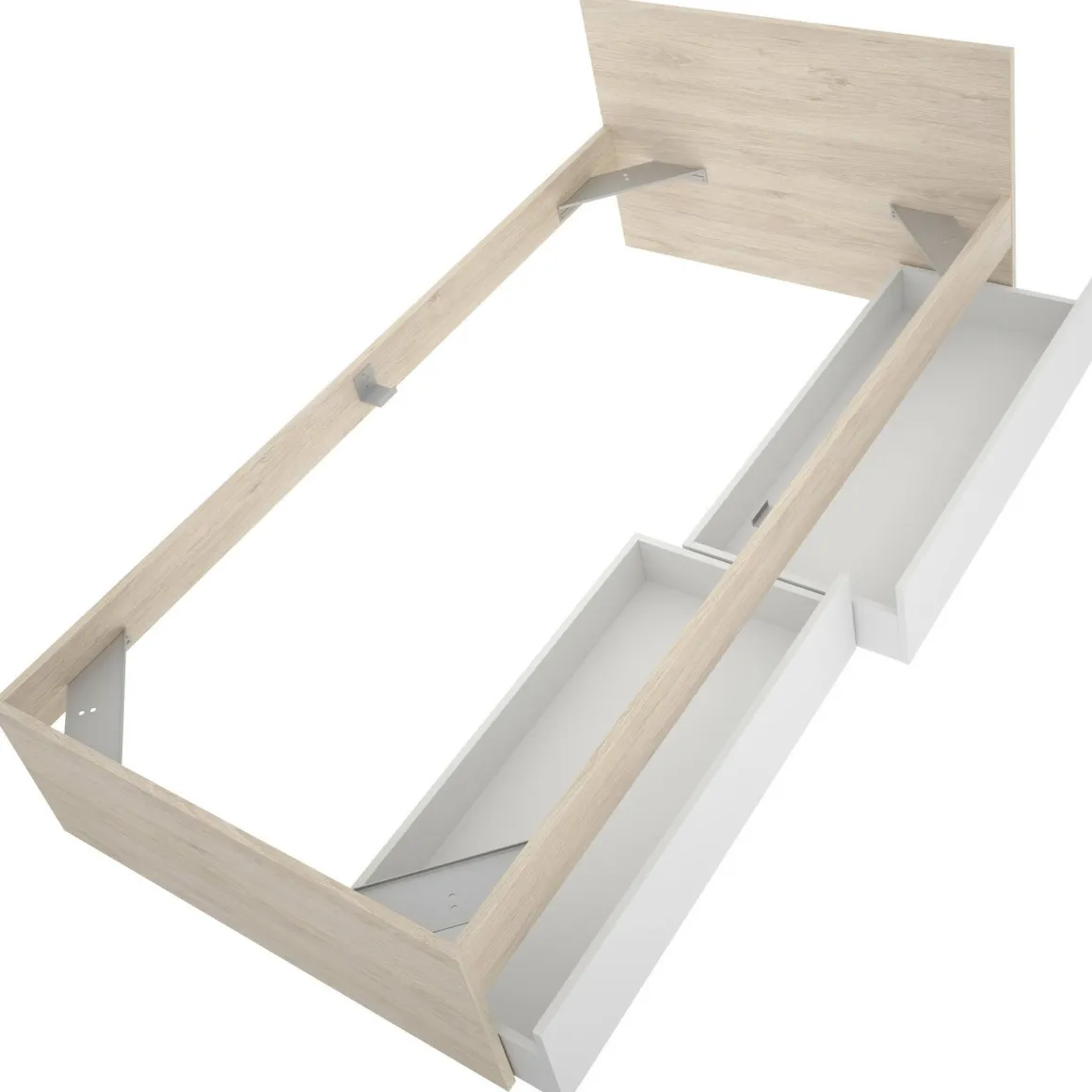 Letto singolo moderno bianco e rovere 194x95 - Arcade