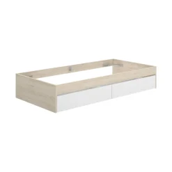 Letti Contenitore|Letti Singoli > Dmora Letto singolo moderno rovere e bianco opaco 124x226cm adatto per materasso 90x200 cm - Wali Bianco Opaco, Marrone Rovere