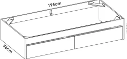 Letti Contenitore|Letti Singoli > Dmora Letto singolo moderno rovere e bianco opaco 124x226cm adatto per materasso 90x200 cm - Wali Bianco Opaco, Marrone Rovere