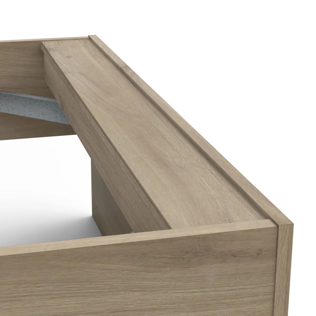 Letti Contenitore|Letti Singoli > Dmora Letto singolo moderno rovere e bianco opaco 124x226cm adatto per materasso 90x200 cm - Wali Bianco Opaco, Marrone Rovere