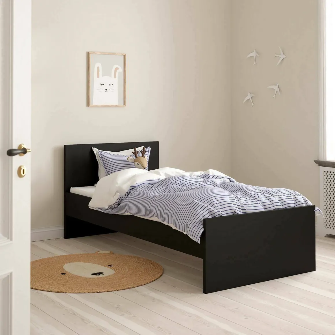 Letto singolo nero 96x196cm adatto per materasso 190x90 cm - Assar