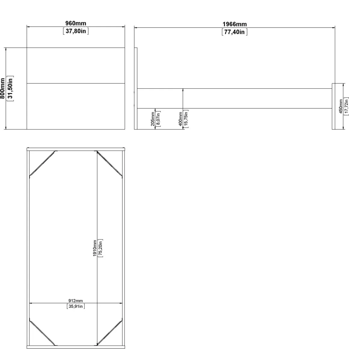 Letto singolo nero 96x196cm adatto per materasso 190x90 cm - Assar