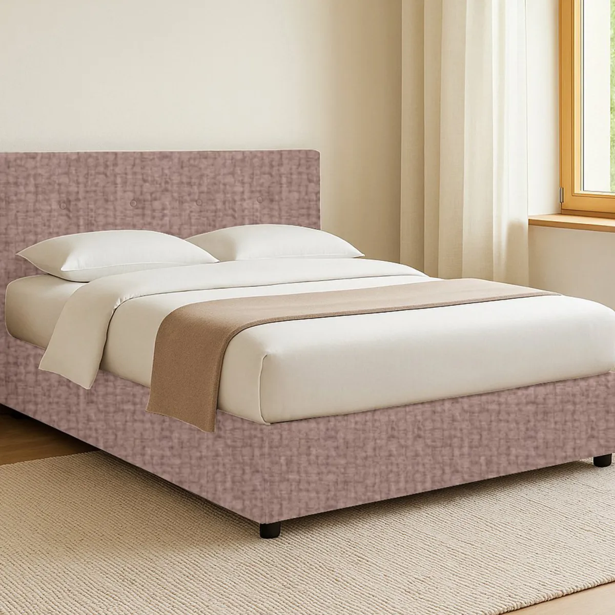 Letti Contenitore|Letti Singoli > Dmora Letto Singolo Sfoderabile Contenitore, Dimensione Materasso 90x190 cm - Fiumalbo Rosa Antico