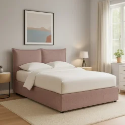Letto Singolo Rosa Antico Sfoderabile Contenitore, Dimensione Materasso 90x200 cm - Lapedona