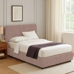 Letto Singolo Rosa Antico Sfoderabile Contenitore, Dimensione Materasso 90x200 cm - Serrone