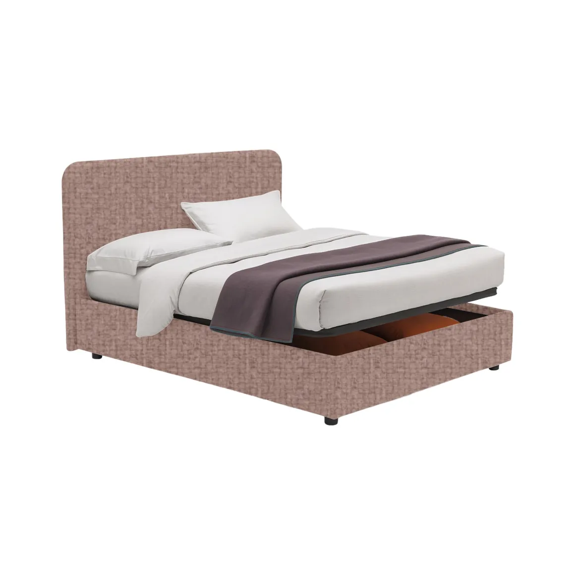 Letto Singolo Rosa Antico Sfoderabile Contenitore, Dimensione Materasso 90x200 cm - Serrone