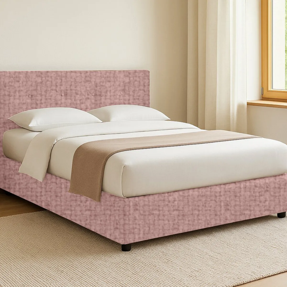 Letti Contenitore|Letti Singoli > Dmora Letto Singolo Sfoderabile Contenitore, Dimensione Materasso 90x190 cm - Fiumalbo Rosa