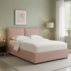 Letti Contenitore|Letti Singoli > Dmora Letto Singolo Sfoderabile Contenitore, Dimensione Materasso 90x190 cm - Sinio Rosa