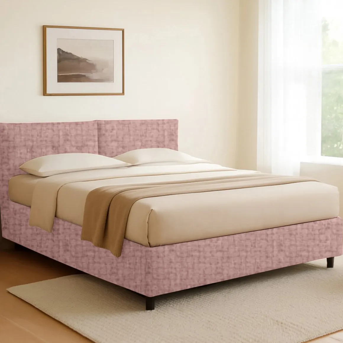 Letto Singolo Rosa Sfoderabile Contenitore, Dimensione Materasso 90x190 cm - Stazzano