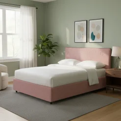 Letti Contenitore|Letti Singoli > Dmora Letto Singolo Sfoderabile Contenitore, Dimensione Materasso 90x200 cm - Cerzeto Rosa