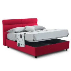 Letti Contenitore|Letti Singoli > Dmora Letto Singolo Materasso Incluso Sfoderabile, Contenitore Made in Italy - Adalpina Rosso