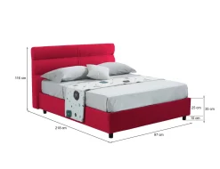 Letti Singoli > Dmora Letto Singolo Sfoderabile Contenitore, Dimensione Materasso 80x190 cm Made in Italy - Brez Rosso