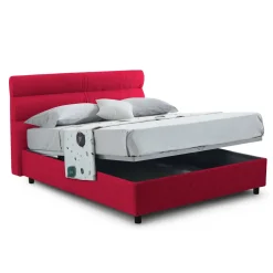Letti Singoli > Dmora Letto Singolo Sfoderabile Contenitore, Dimensione Materasso 80x190 cm Made in Italy - Brez Rosso
