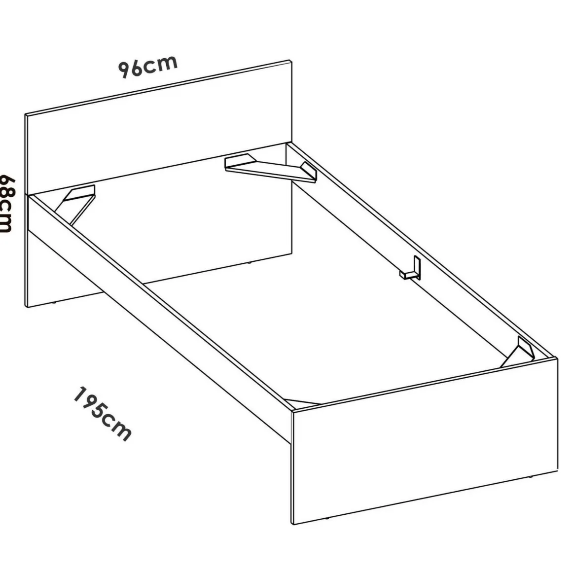 Letto singolo rovere 194x95cm adatto per materasso 90x190 cm - Haikui