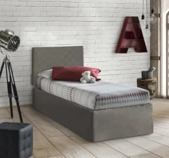Letto singolo tortora 80x190cm materasso incluso - Ascra