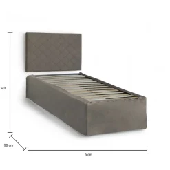 Letti Singoli|Camera Da Letto > Dmora Letto singolo tortora 5x90cm rete inclusa - Accu Grigio Tortora