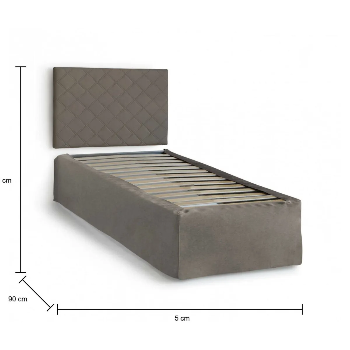 Letti Singoli|Camera Da Letto > Dmora Letto singolo tortora 5x90cm rete inclusa - Accu Grigio Tortora