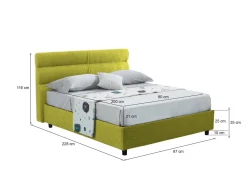 Letti Contenitore|Letti Singoli > Dmora Letto Singolo Materasso Incluso Sfoderabile, Contenitore Made in Italy - Adalpina Verde