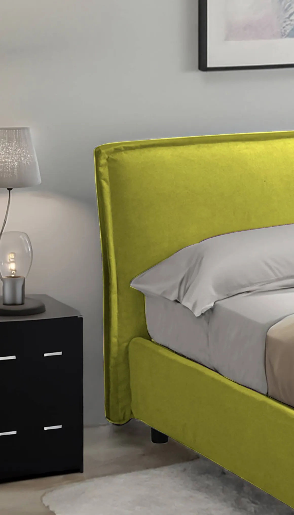 Letto Singolo Verde Materasso Incluso Sfoderabile, Contenitore Made in Italy - Brozolo