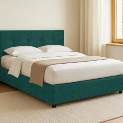 Letti Contenitore|Letti Singoli > Dmora Letto Singolo Sfoderabile Contenitore, Dimensione Materasso 90x190 cm - Fiumalbo Verde Petrolio