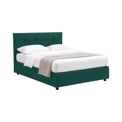 Letti Contenitore|Letti Singoli > Dmora Letto Singolo Sfoderabile Contenitore, Dimensione Materasso 90x190 cm - Fiumalbo Verde Petrolio