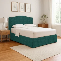 Letti Contenitore|Letti Singoli > Dmora Letto Singolo Sfoderabile Contenitore, Dimensione Materasso 90x190 cm - Quisquina Verde Petrolio