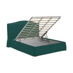 Letto Singolo Verde Petrolio Sfoderabile Contenitore, Dimensione Materasso 90x190 cm - Orvieto