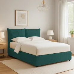 Letti Contenitore|Letti Singoli > Dmora Letto Singolo Sfoderabile Contenitore, Dimensione Materasso 90x190 cm - Sinio Verde Petrolio