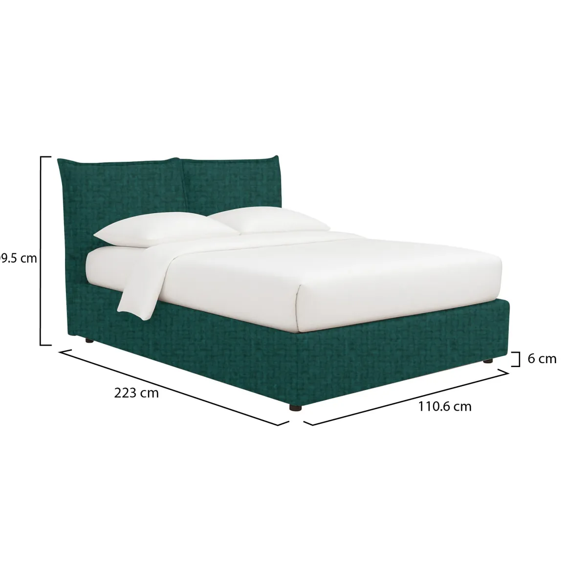 Letti Contenitore|Letti Singoli > Dmora Letto Singolo Sfoderabile Contenitore, Dimensione Materasso 90x200 cm - Maccagno Verde Petrolio