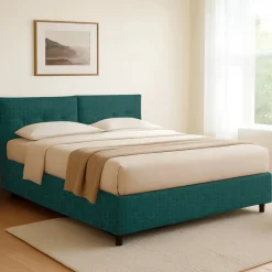 Letti Contenitore|Letti Singoli > Dmora Letto Singolo Sfoderabile Contenitore, Dimensione Materasso 90x200 cm - Oncino Verde Petrolio