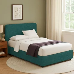 Letto Singolo Verde Petrolio Sfoderabile Contenitore, Dimensione Materasso 90x200 cm - Serrone