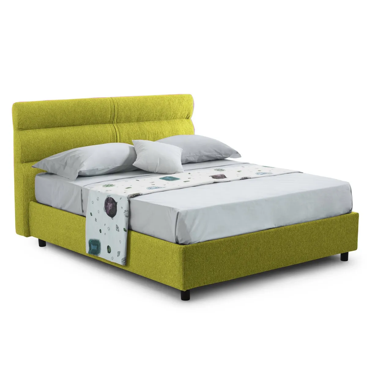 Letti Contenitore|Letti Singoli > Dmora Letto Singolo Sfoderabile Contenitore, Dimensione Materasso 80x190 cm Made in Italy - Brez Verde