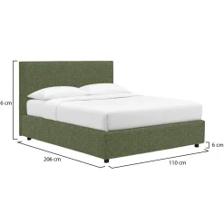 Letti Contenitore|Letti Singoli > Dmora Letto Singolo Sfoderabile Contenitore, Dimensione Materasso 90x190 cm - Ripi Verde