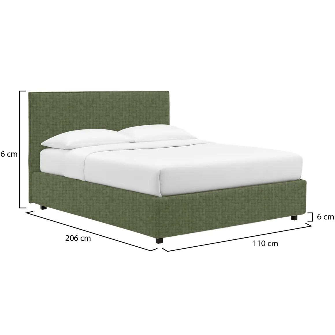 Letti Contenitore|Letti Singoli > Dmora Letto Singolo Sfoderabile Contenitore, Dimensione Materasso 90x190 cm - Ripi Verde