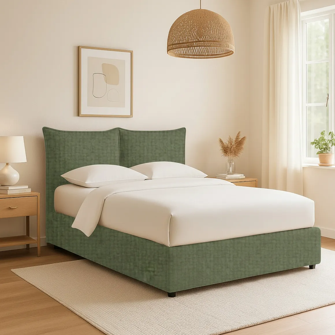 Letti Contenitore|Letti Singoli > Dmora Letto Singolo Sfoderabile Contenitore, Dimensione Materasso 90x190 cm - Sinio Verde