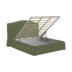 Letto Singolo Verde Sfoderabile Contenitore, Dimensione Materasso 90x200 cm - Copparo