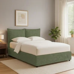 Letto Singolo Verde Sfoderabile Contenitore, Dimensione Materasso 90x200 cm - Lapedona