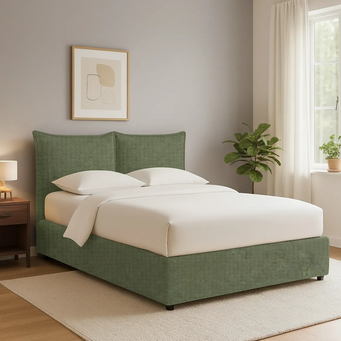 Letto Singolo Verde Sfoderabile Contenitore, Dimensione Materasso 90x200 cm - Lapedona