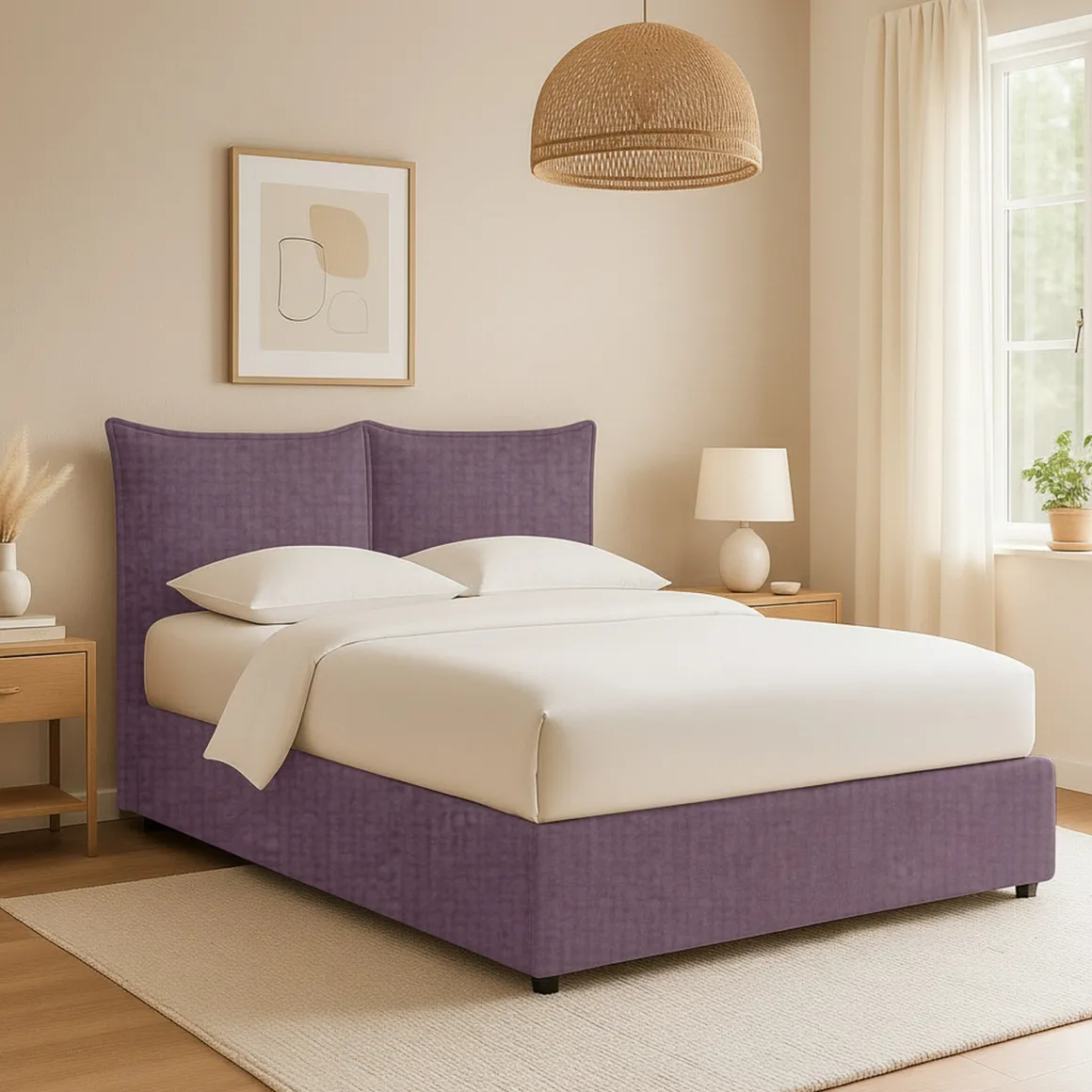 Letto Singolo Viola Lilla Sfoderabile Contenitore, Dimensione Materasso 90x190 cm - Rosora