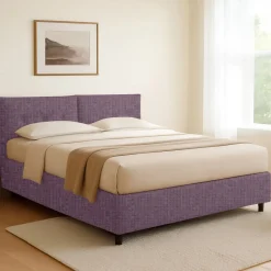 Letti Contenitore|Letti Singoli > Dmora Letto Singolo Sfoderabile Contenitore, Dimensione Materasso 90x190 cm - Supino Viola Lilla